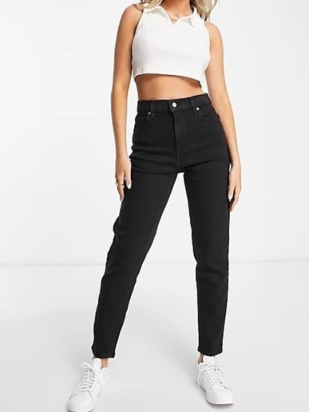 LEVI'S PREMIUM Black Jeans Stretch Straight Leg High Waist - EUC